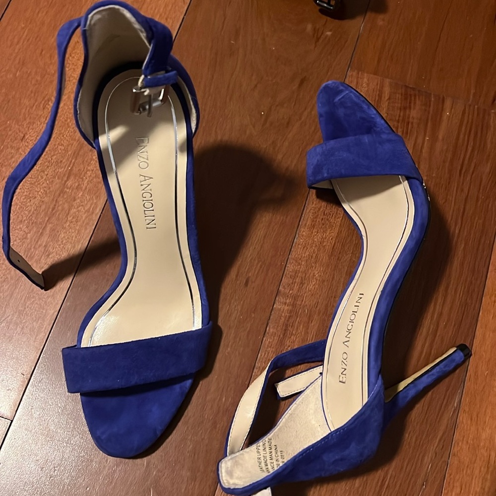 Blue strappy heels